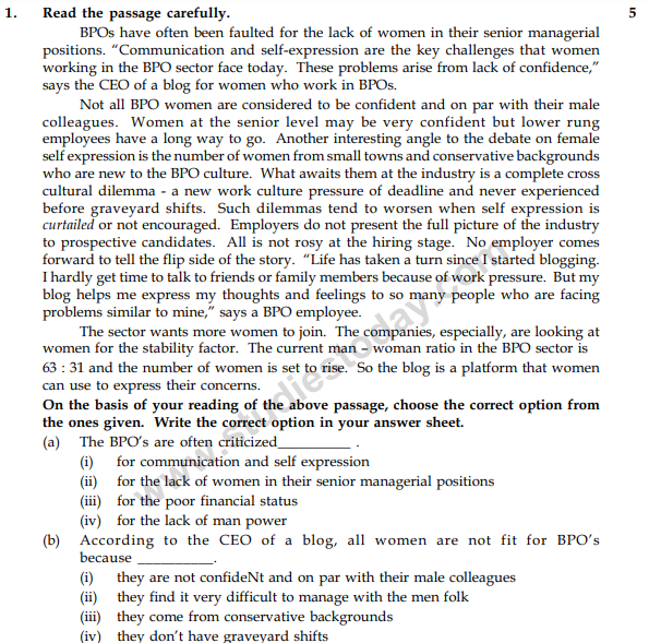 Cbse Class English Communicative Sample Paper Set